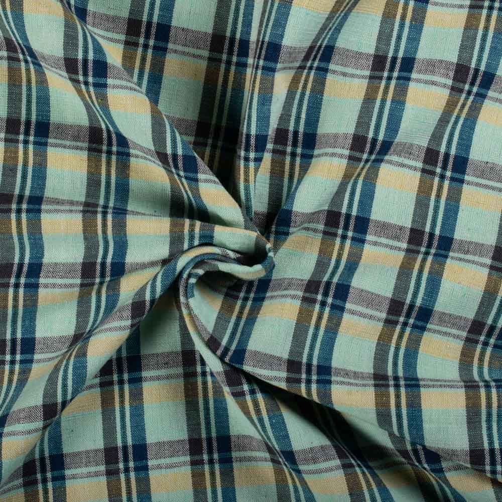 Check Multicolour Cotton Khadi 140 GSM Handwoven Fabric 754