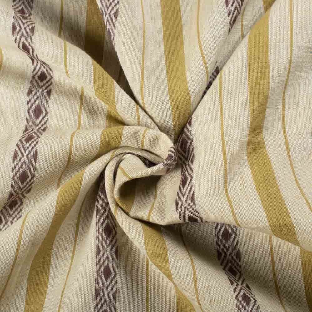 Stripe Yellow Diamond Lattice Extra Warp 100 GSM Pure Cotton Jacquard Fabric