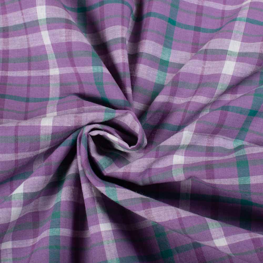 Check Multicolor 70 GSM Pure Cotton Handwoven Fabric 913