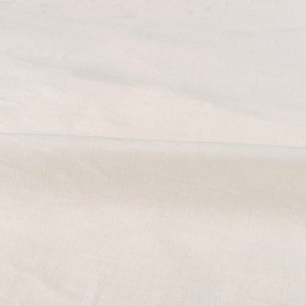 Plain White Linen And Cotton Blend 150 GSM Handwoven Fabric