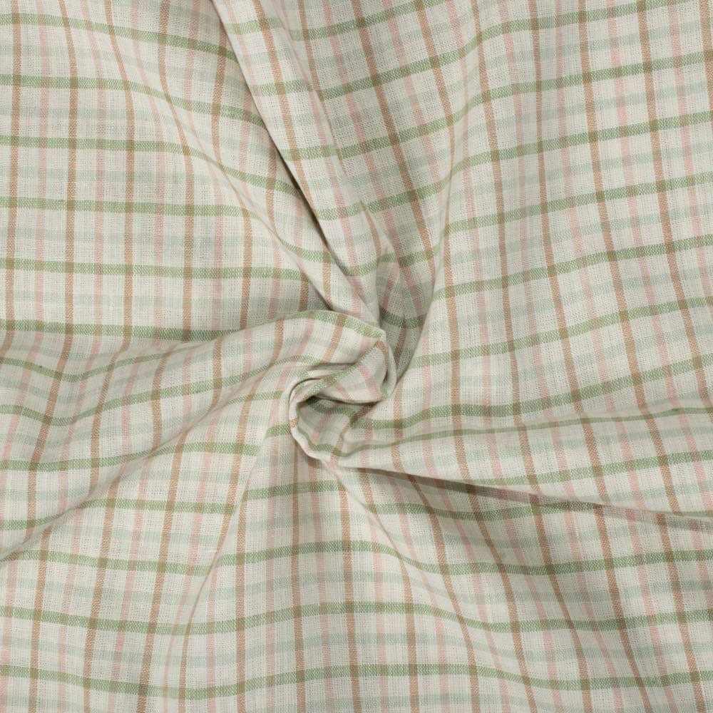 Check Multicolor Linen Cotton 130 GSM Handwoven Fabric 19