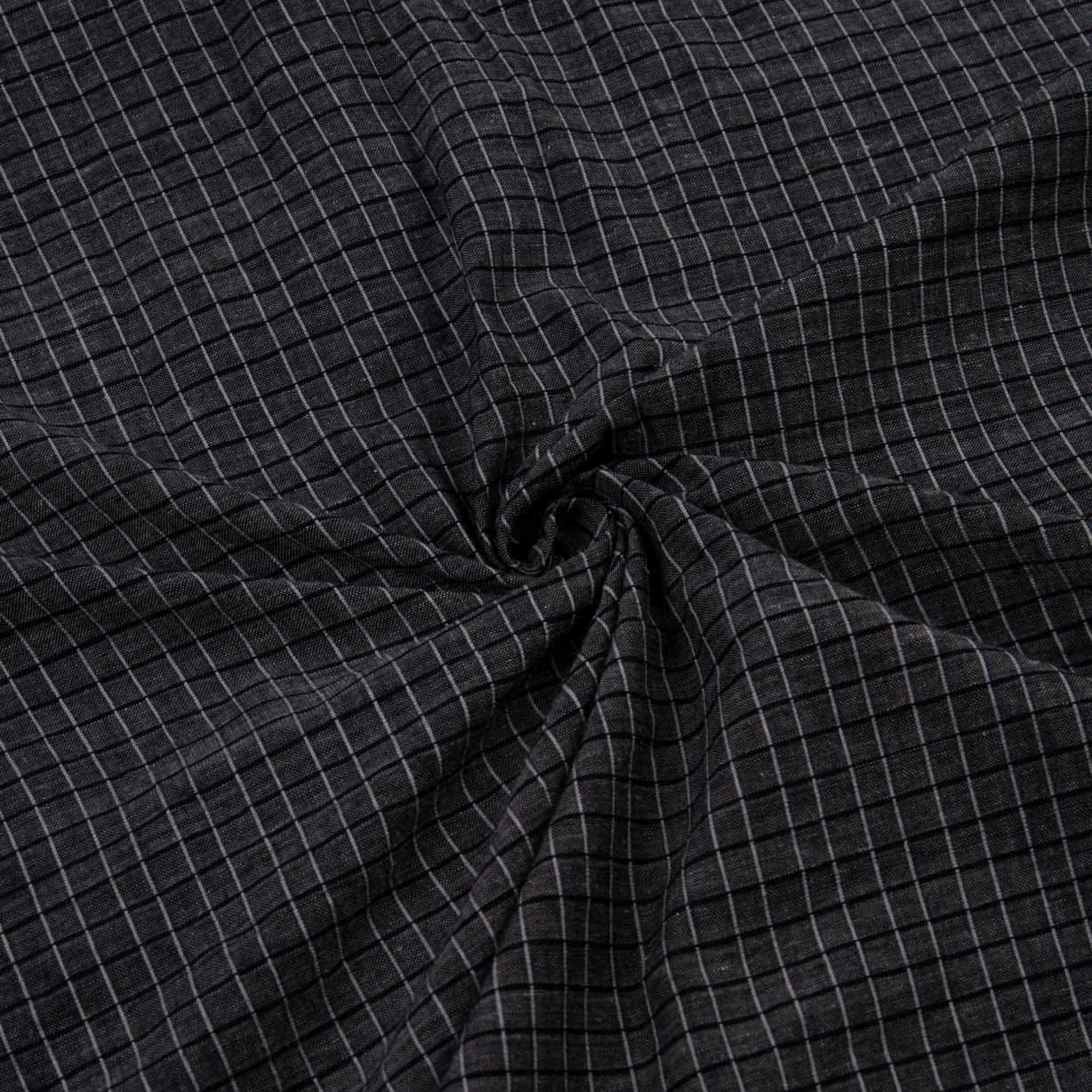 Check Black White Pure Cotton 78 GSM Handwoven Fabric