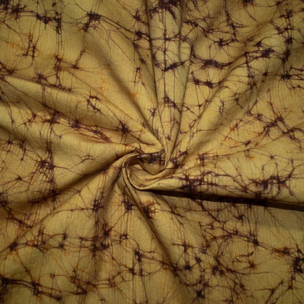 Abstract Yellow Batik Printed Pure Cotton 90 GSM Handwoven Fabric