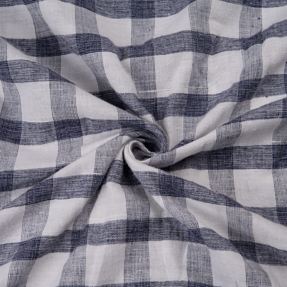 Check Black & White Pure Cotton 104 GSM Handwoven Fabric 266