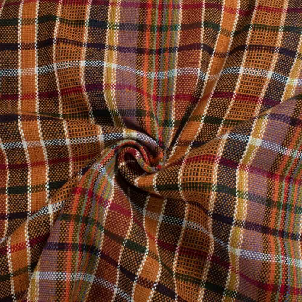 Check Multicolor Pure Khadi 280 GSM Handwoven Fabric 634