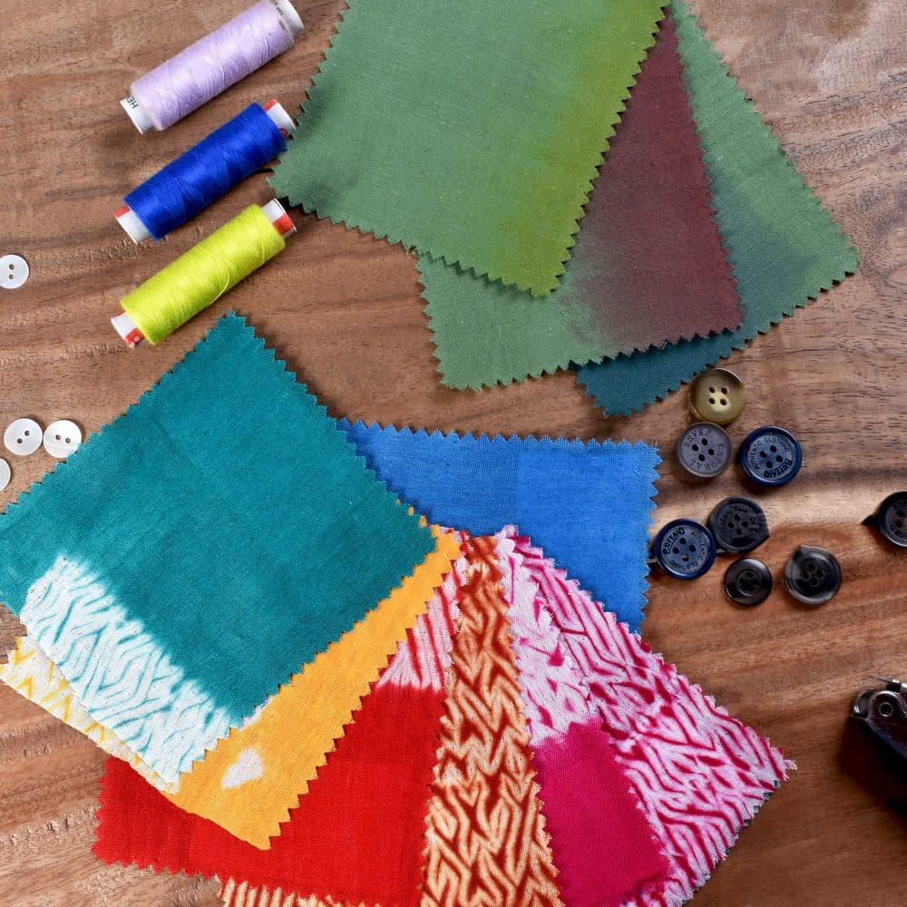 Tie-Dye & Shibori Fabric Swatches (4 *4 Inch, 42 GSM - 75 GSM, Up to 20 Swatches)