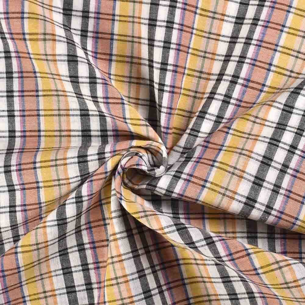 Check Multicolour Pure Cotton 95 GSM Handwoven Fabric 458