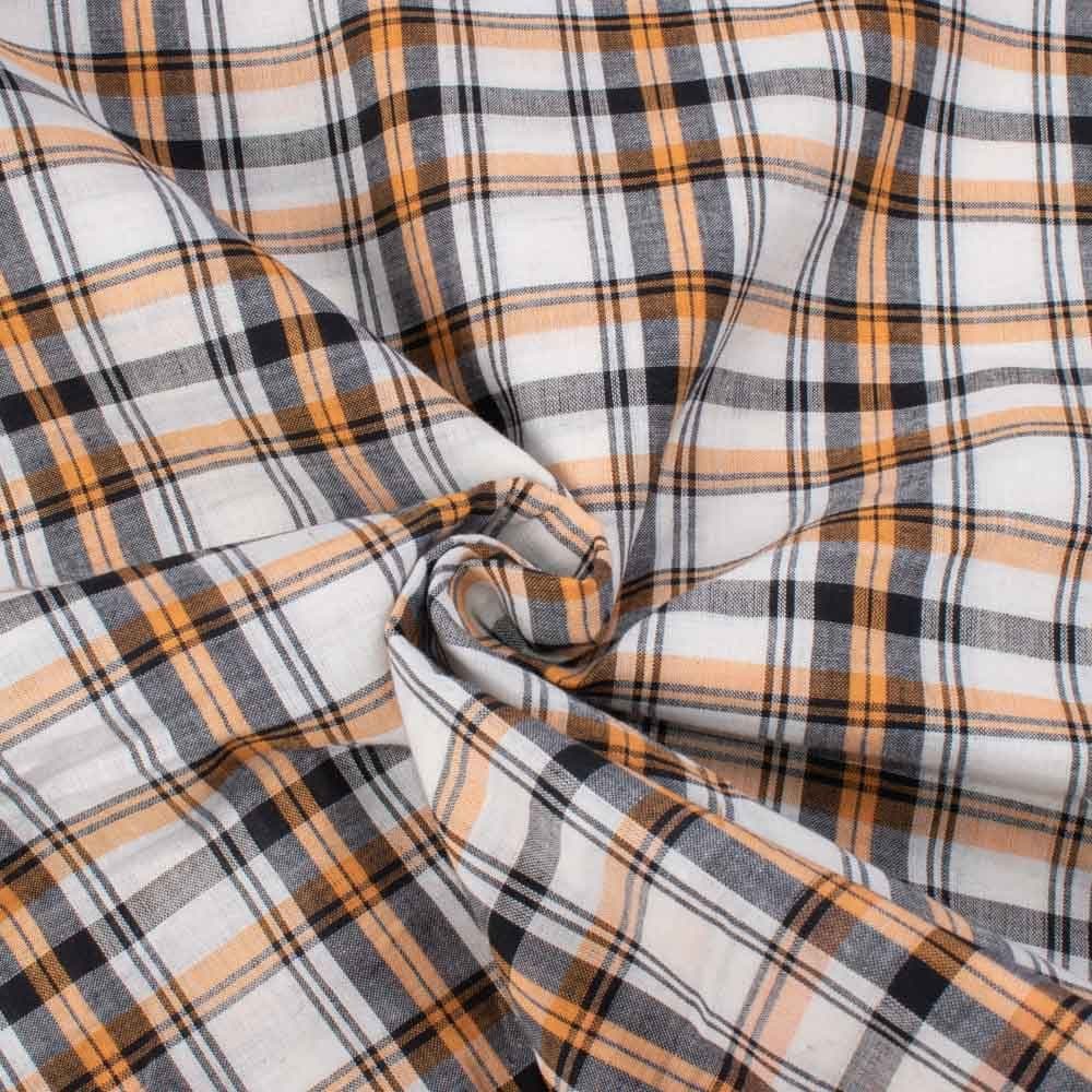 Check Multicolor Pure Cotton 95 GSM Handwoven Fabric 616