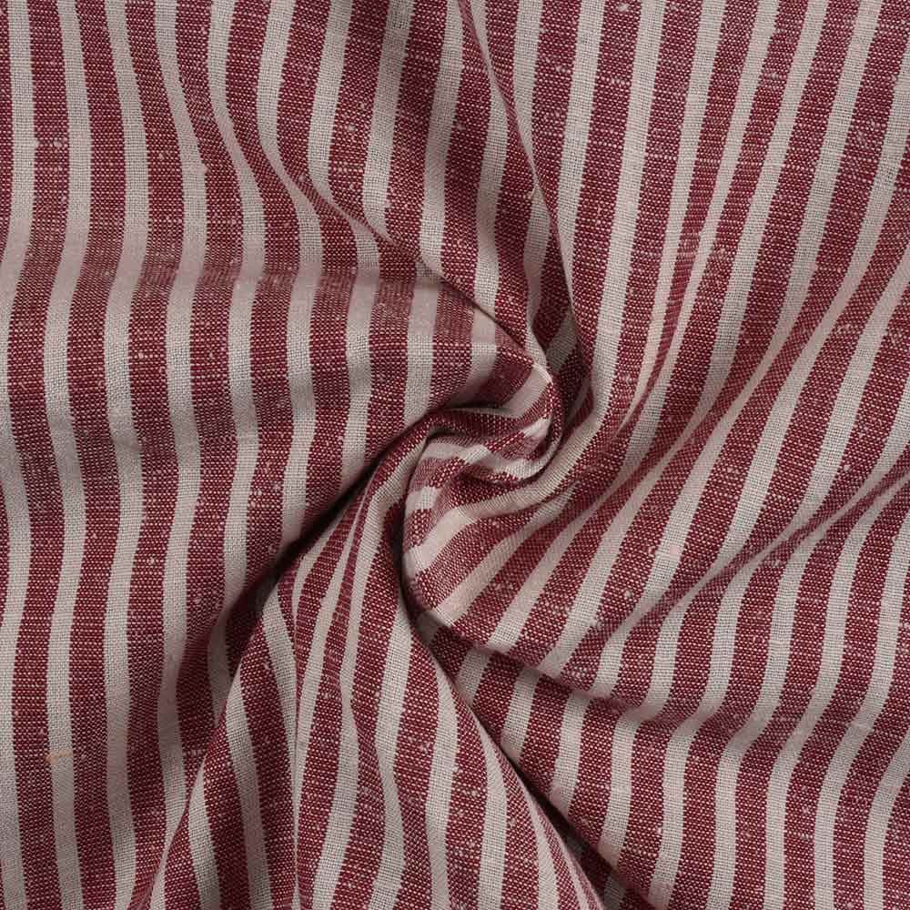 Stripe Plum Matka Silk & Cotton Blend 105 GSM Handwoven Fabric
