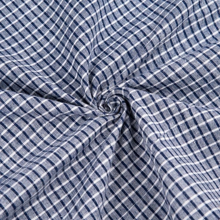 Check Blue White Pure Cotton 95 GSM Handwoven Fabric 190
