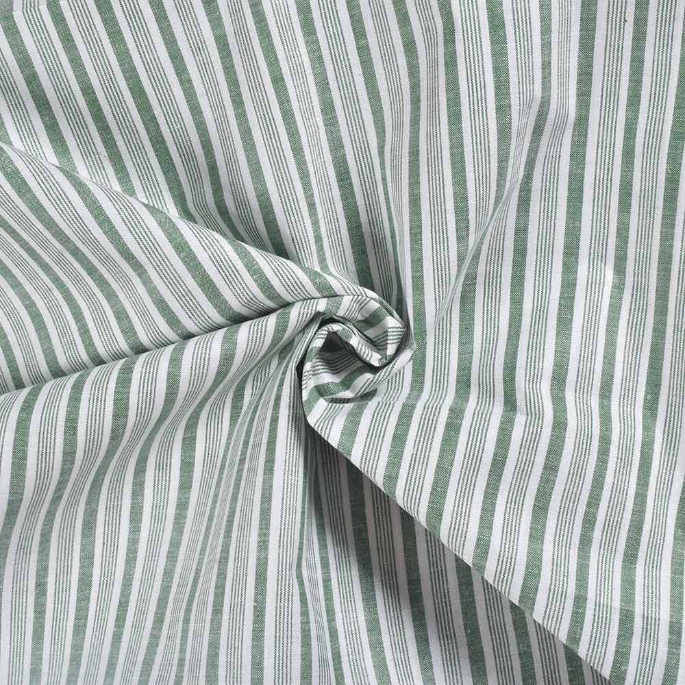 Stripe Green & White Khadi Cotton 95 GSM Handwoven Fabric