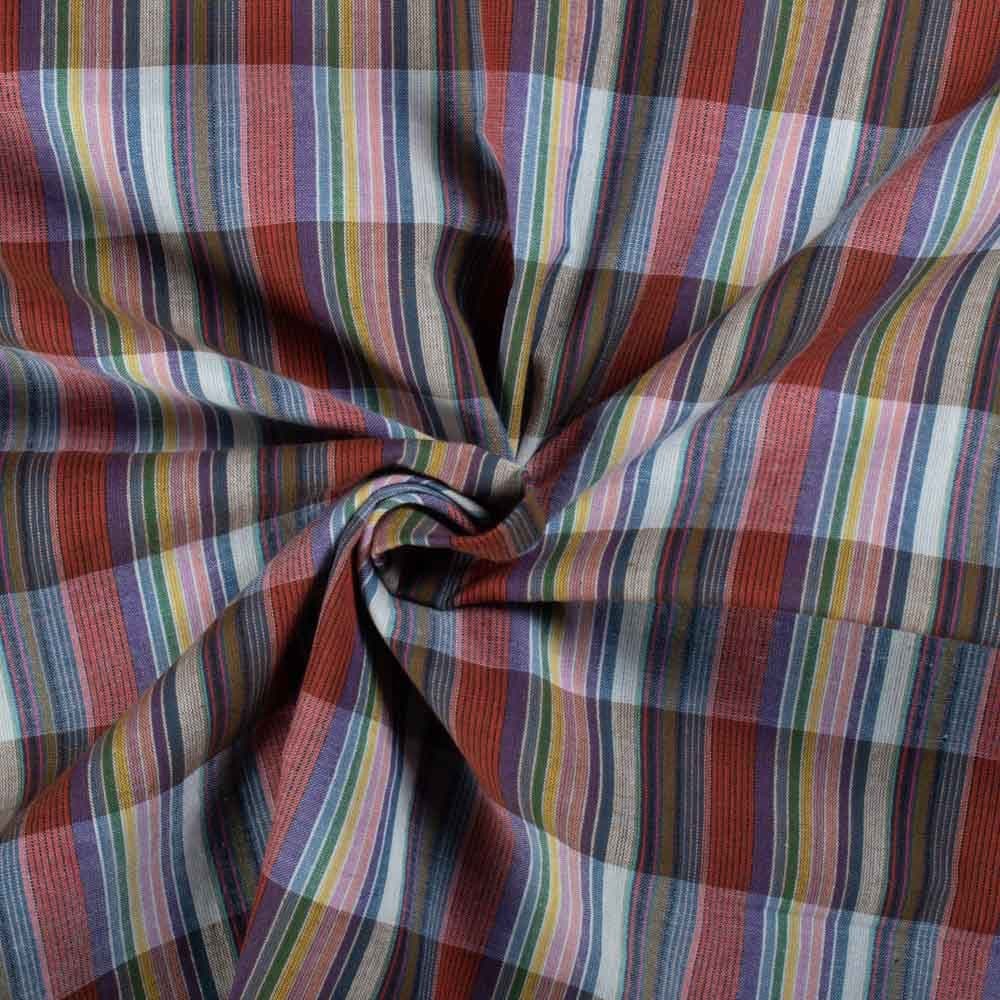 Multicolor Check Pure Cotton 80 GSM Handwoven Fabric 771