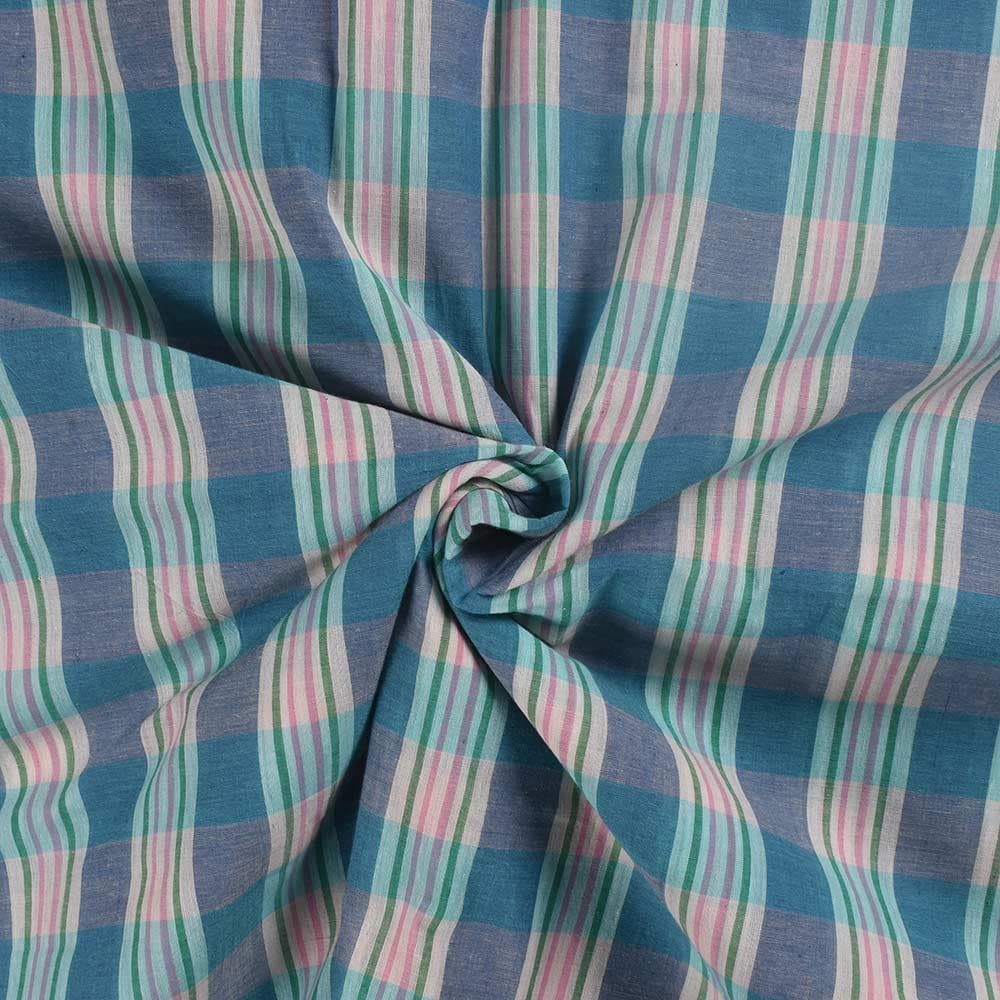 Check Multicolor Pure Cotton 58 GSM Handwoven Fabric