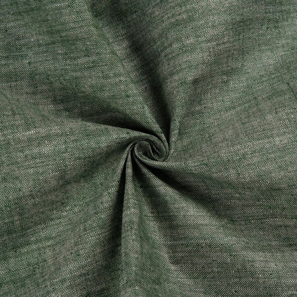 Cross Colour Green Khadi 122 GSM Fabric - Handspun & Handwoven