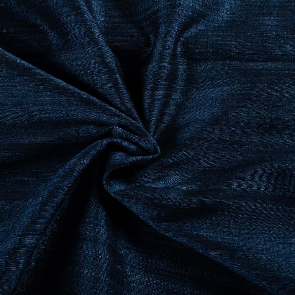 Plain Indigo Blue Cotton Dupion Silk 138 GSM Handwoven Fabric
