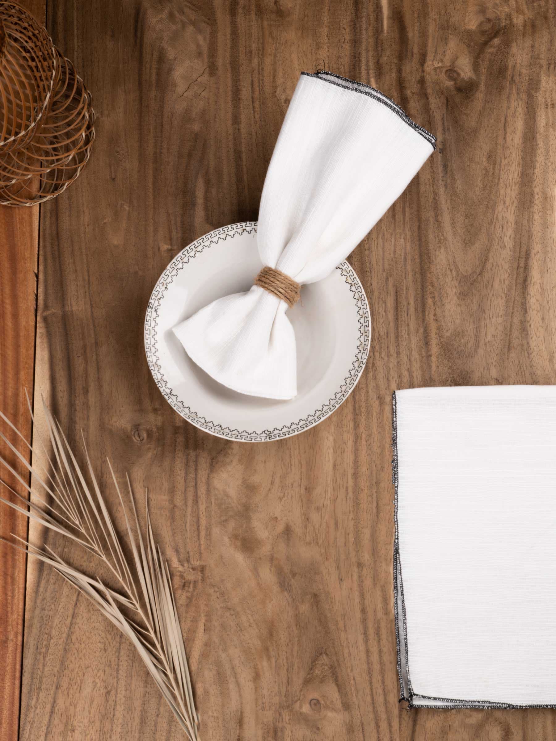 Plain White Pure Handwoven Khadi Table Napkin