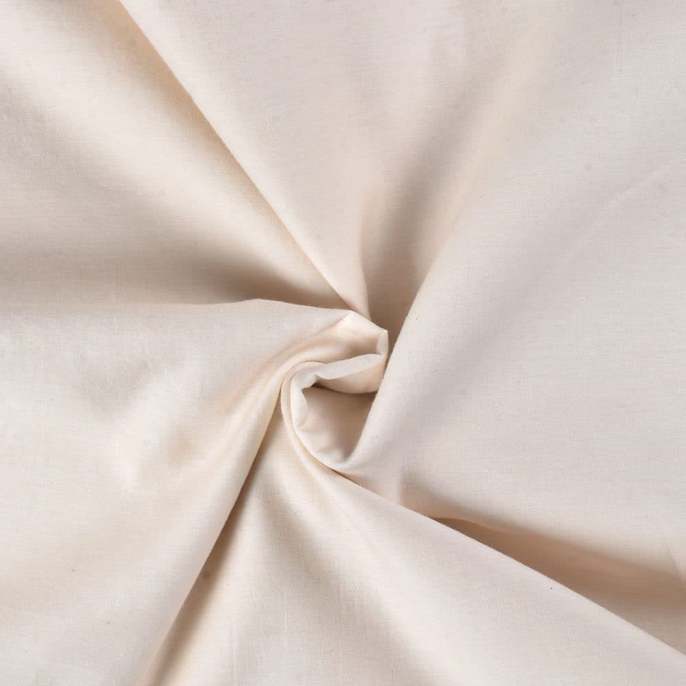 Plain Cream Cotton & Mulberry Silk Blend 52 GSM Handwoven Fabric