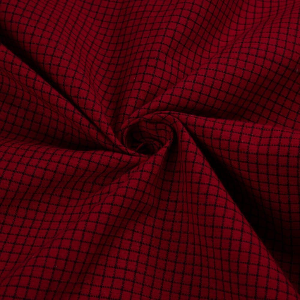 Check Red Black Pure Cotton 110 GSM Handwoven Fabric