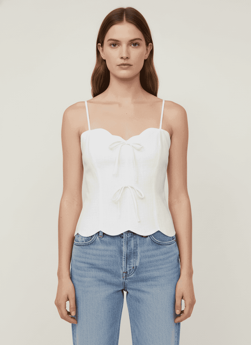 Scallop Hem Paneled Top