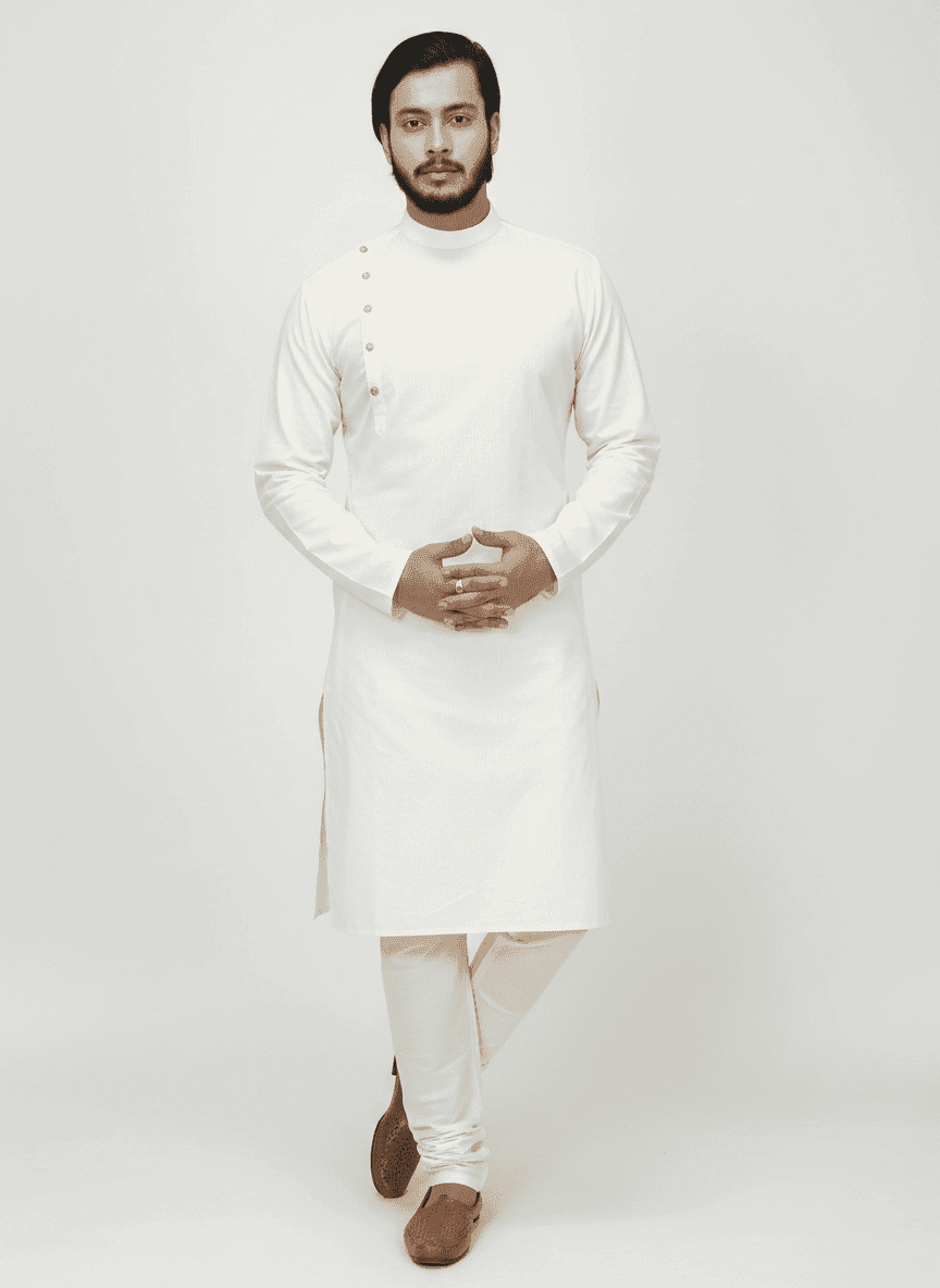 Asymmetric Buttons Bengali Kurta