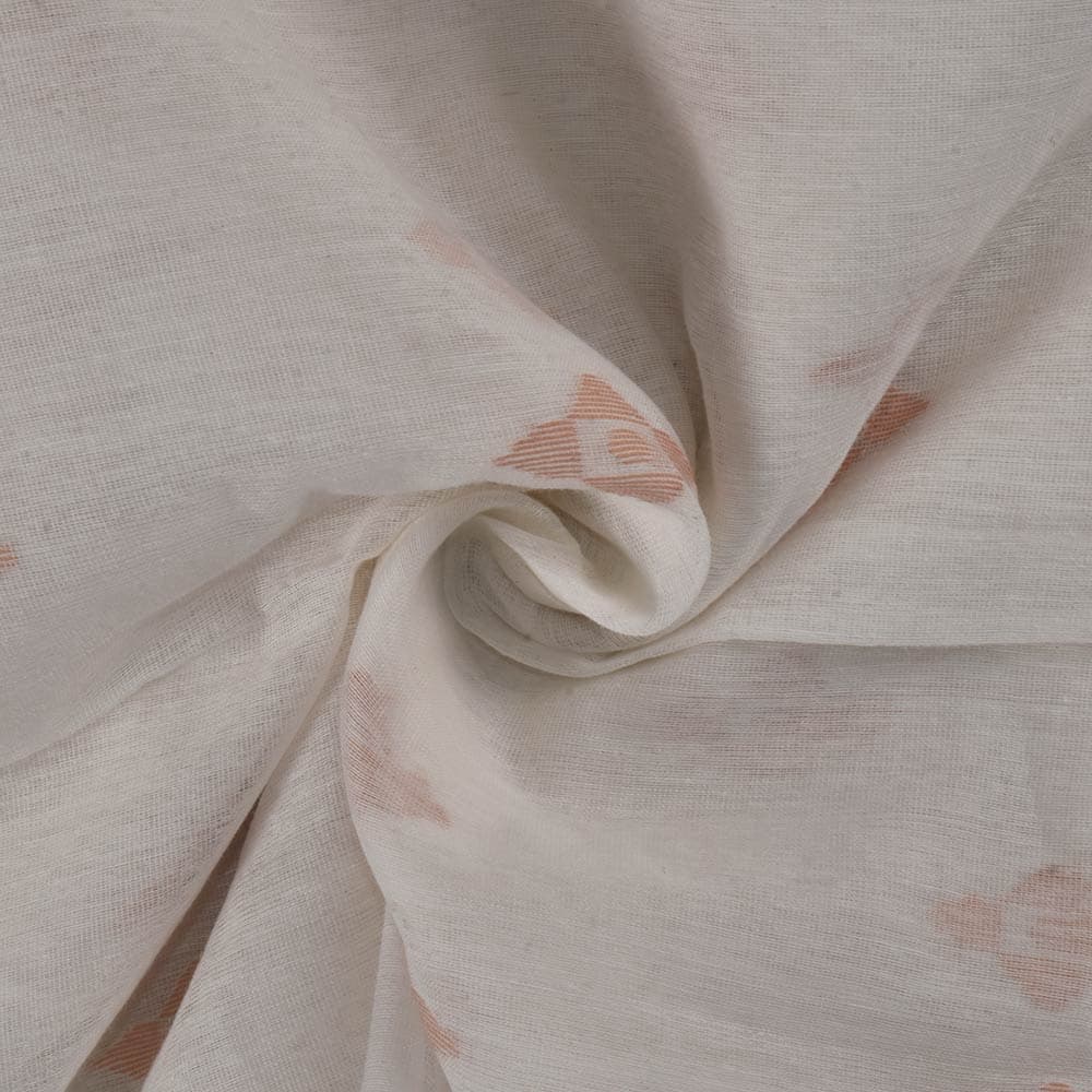 Geometric White Jamdani Cotton Silk Blend 62 GSM Fabric