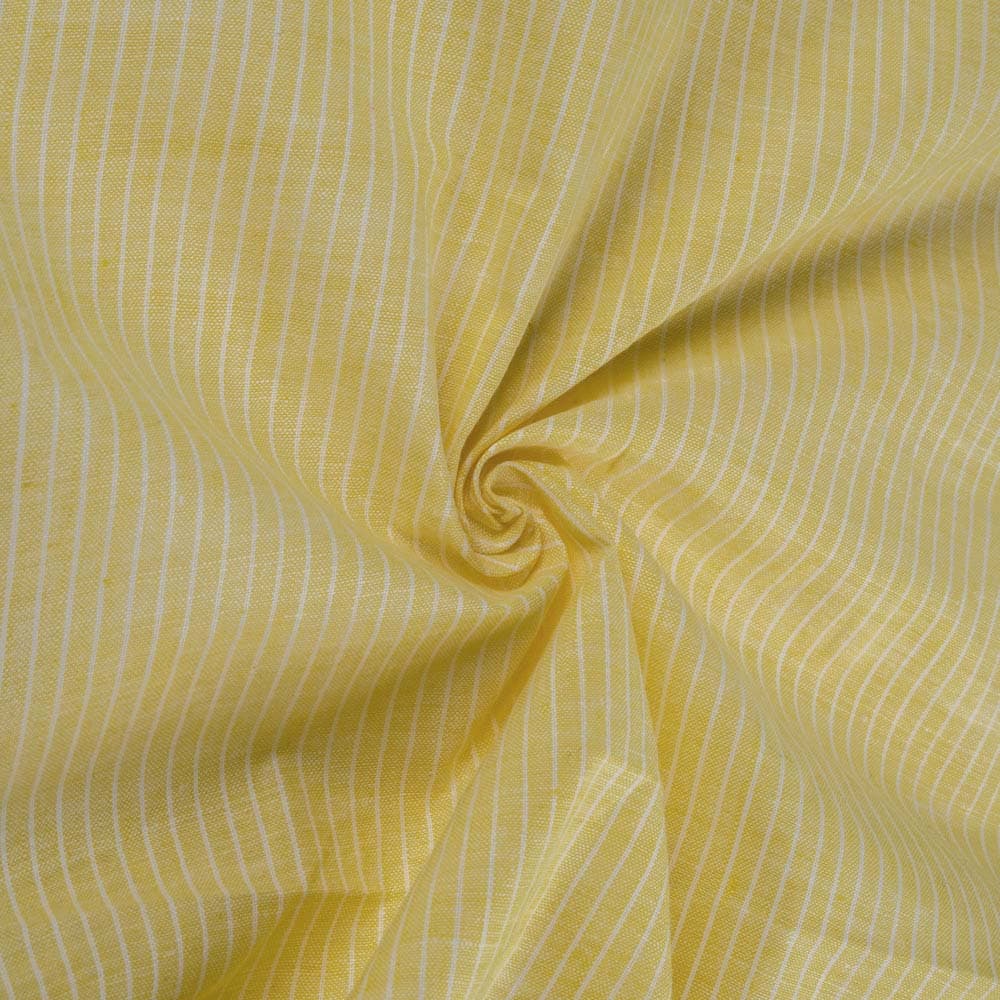 Pinstripe Yellow & White Pure Cotton 86 GSM Handwoven Fabric