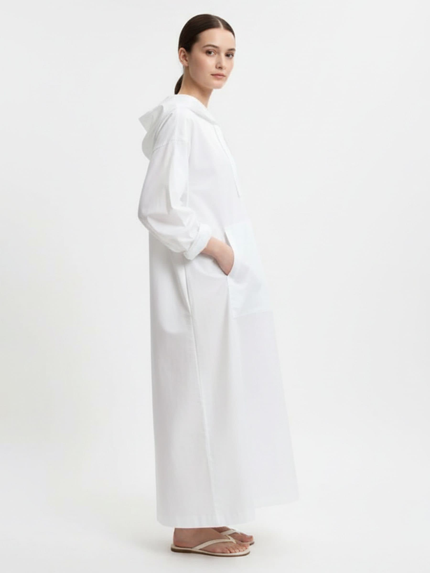 Side Slit Hooded Long Dress