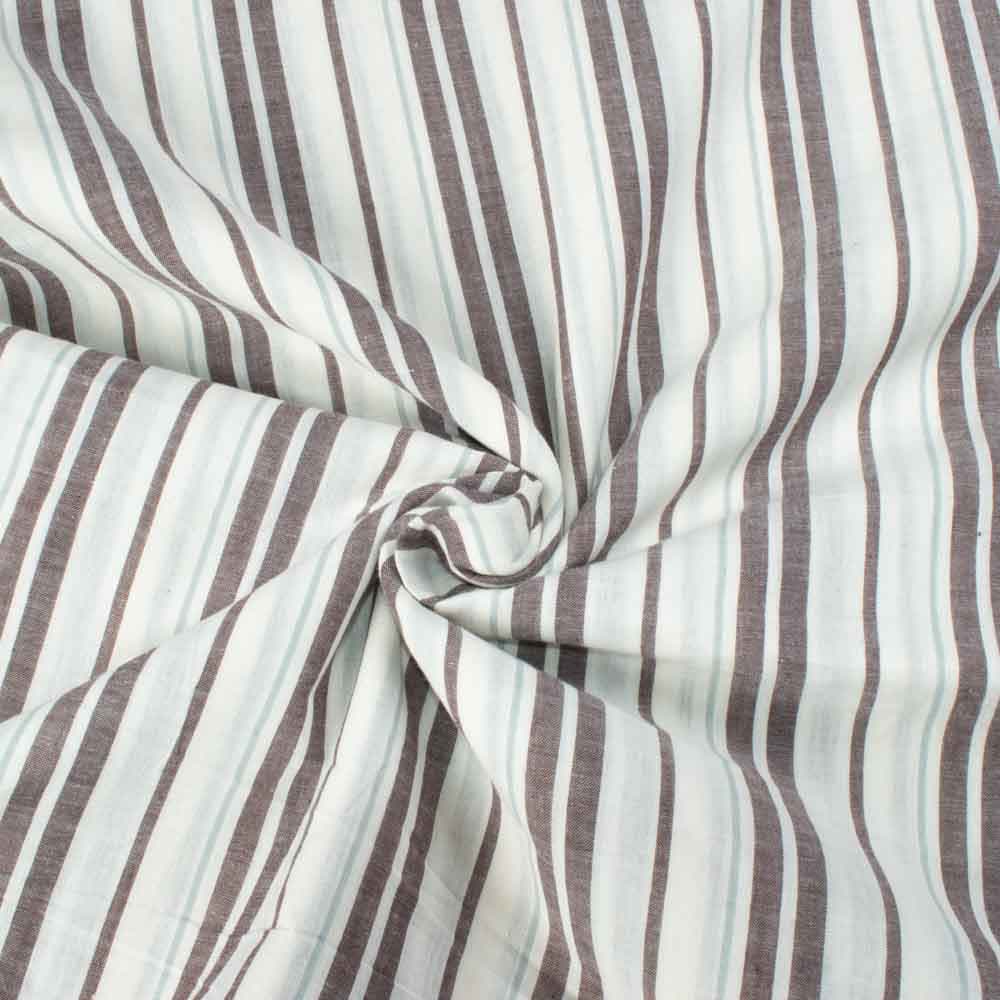 Stripe Brown White Pure Cotton 80 GSM Handwoven Fabric