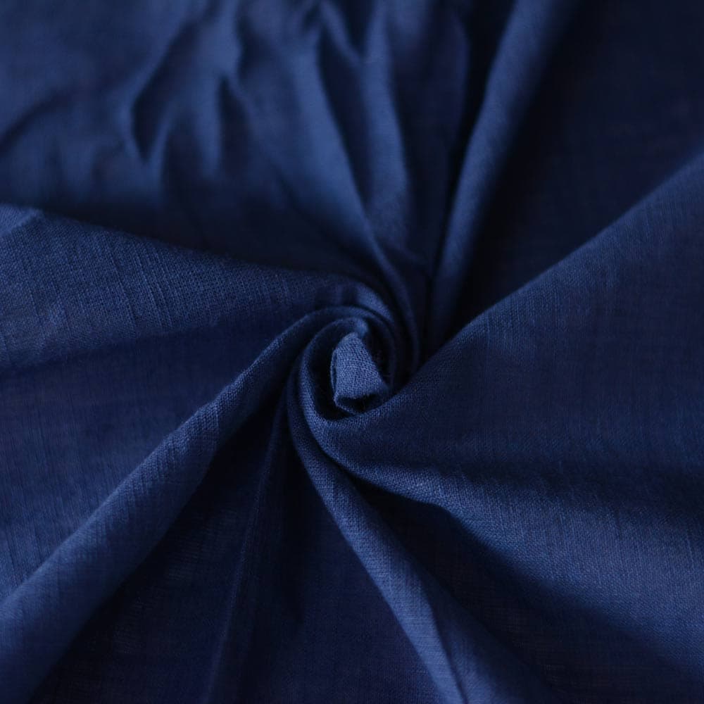 Slub Ink Blue Khadi Fabric - 102 GSM Handspun & Handwoven