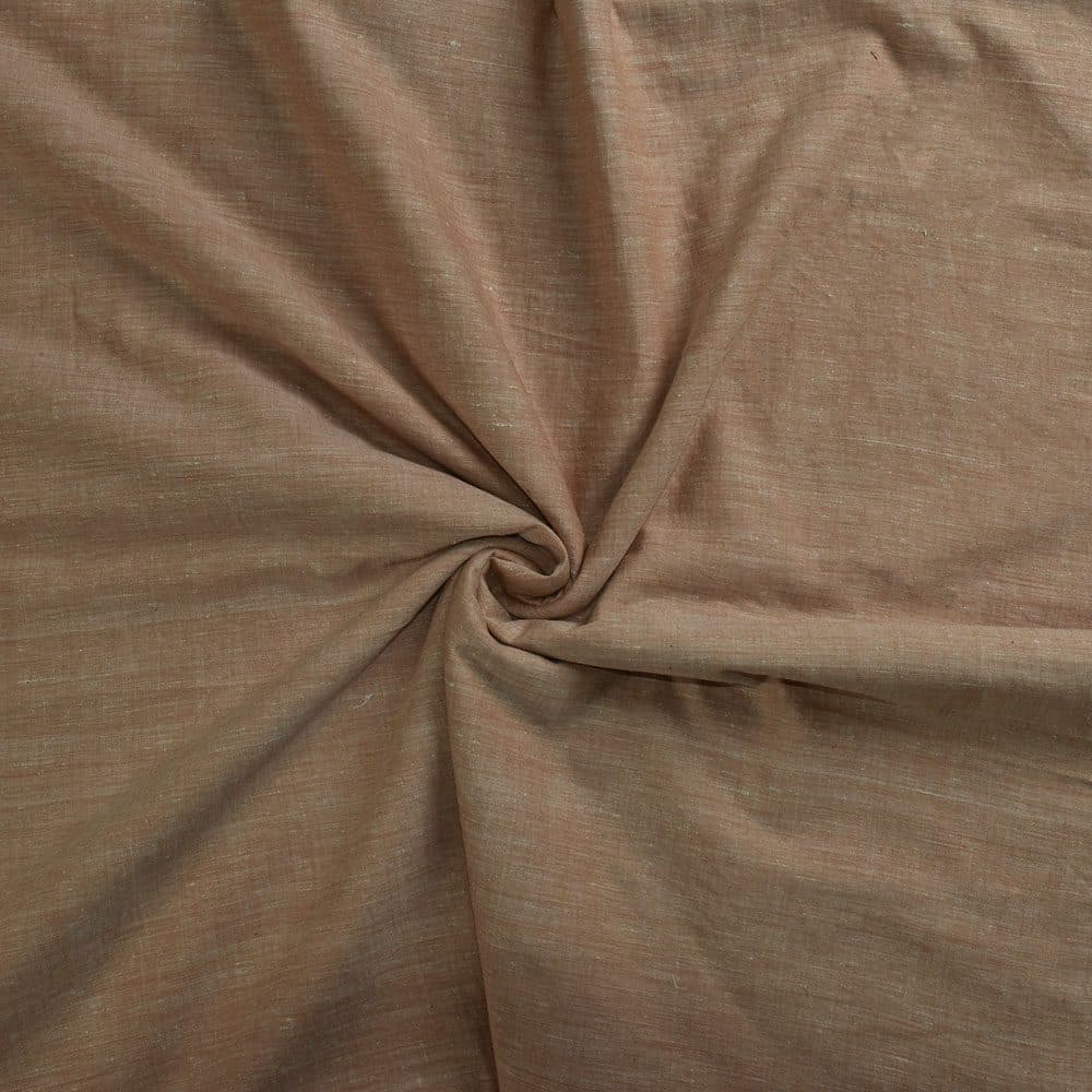 Chambray Light Brown Khadi Cotton 62 GSM Handwoven Fabric