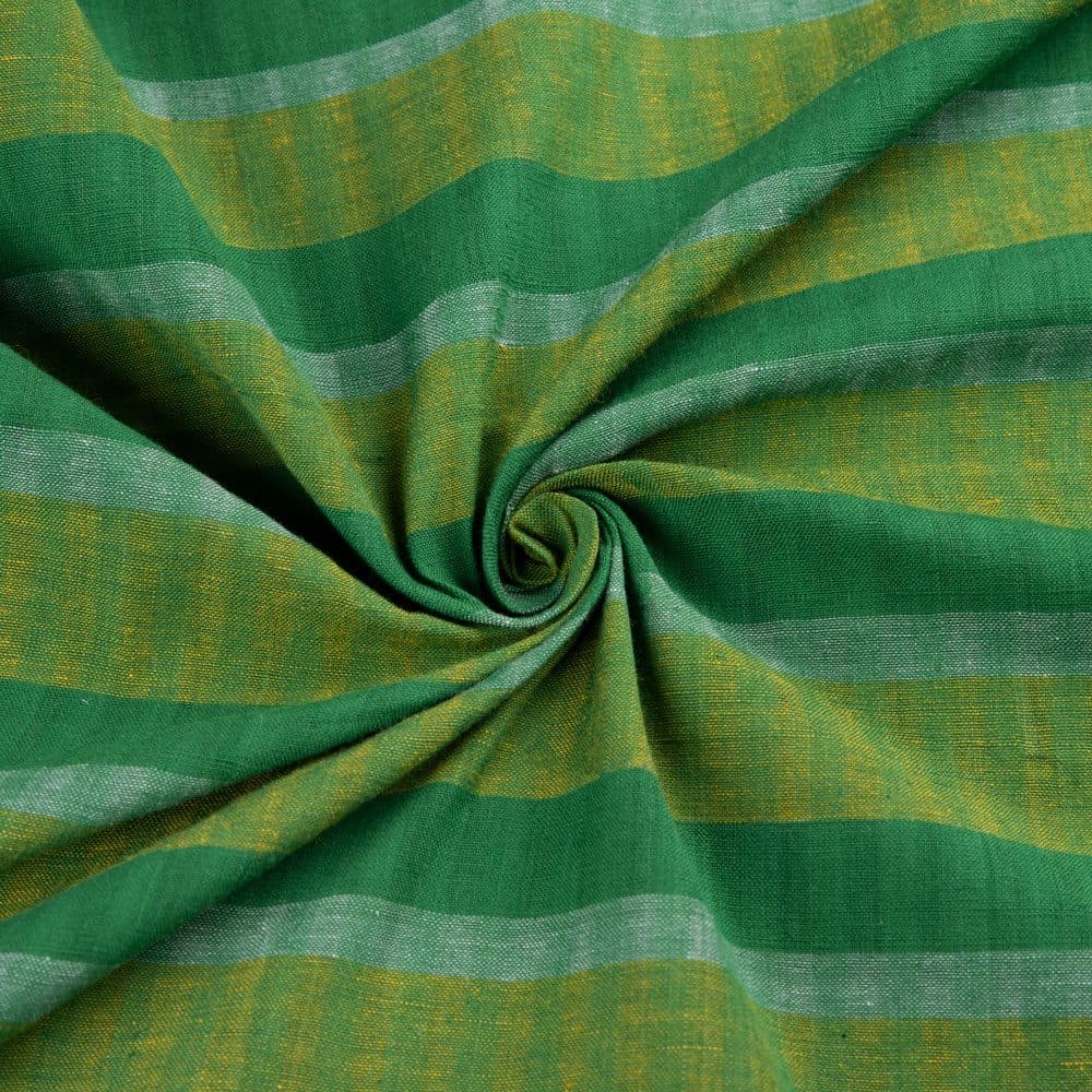 Stripe Green Pure Cotton 92 GSM Handwoven Fabric 125