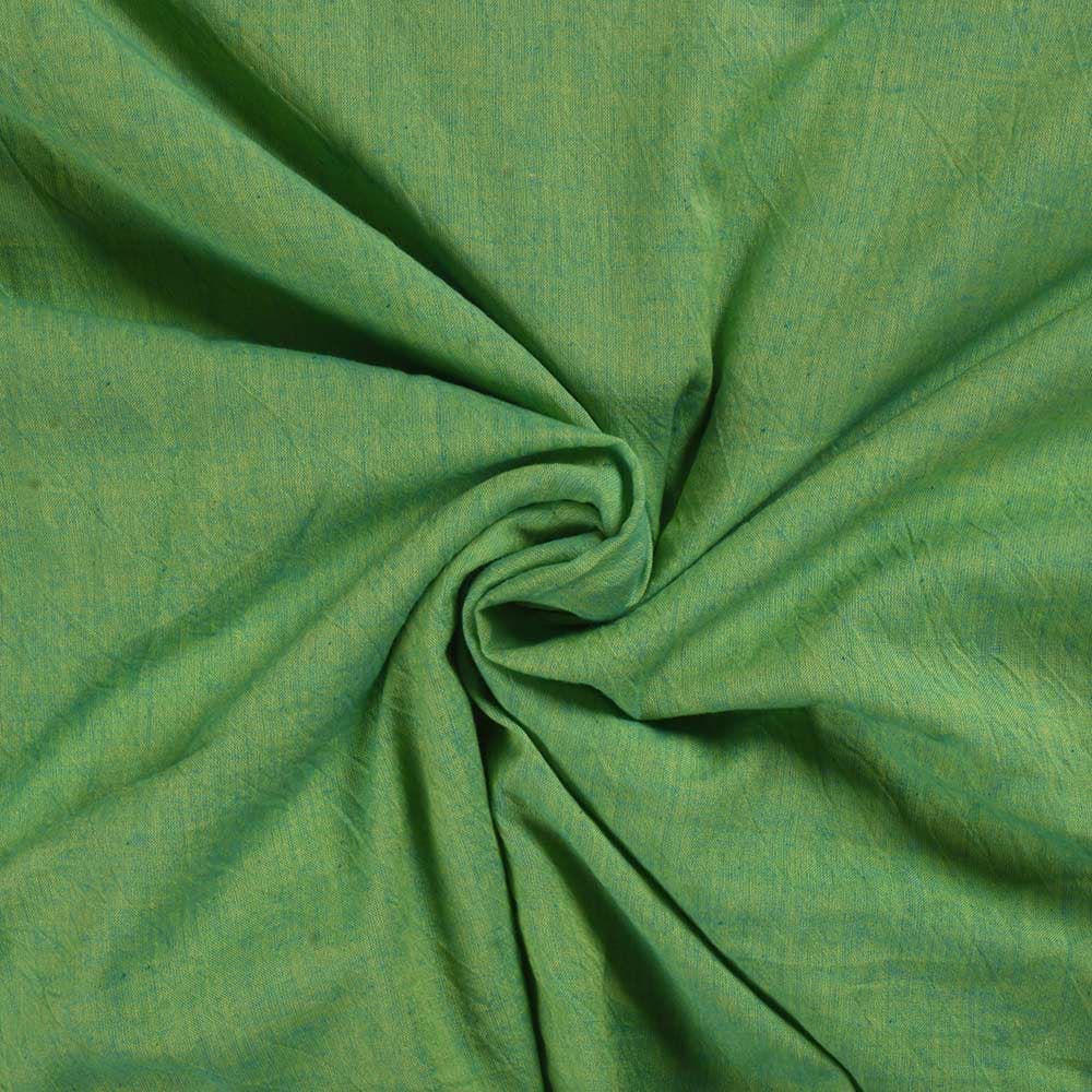Plain Green Pure Cotton 78 GSM Handwoven Fabric Ak24