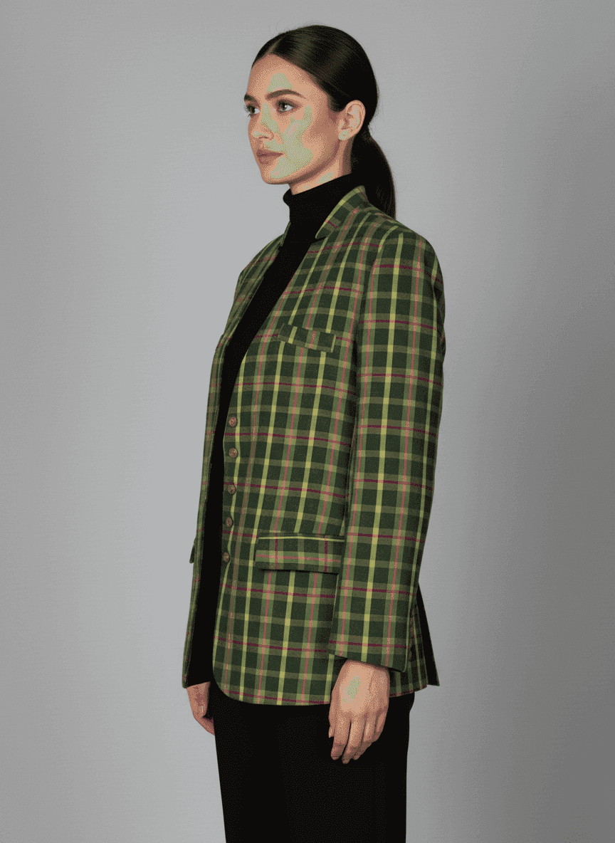 Open Square Collared Coat- Pencil Sleeves- Front Buttoned