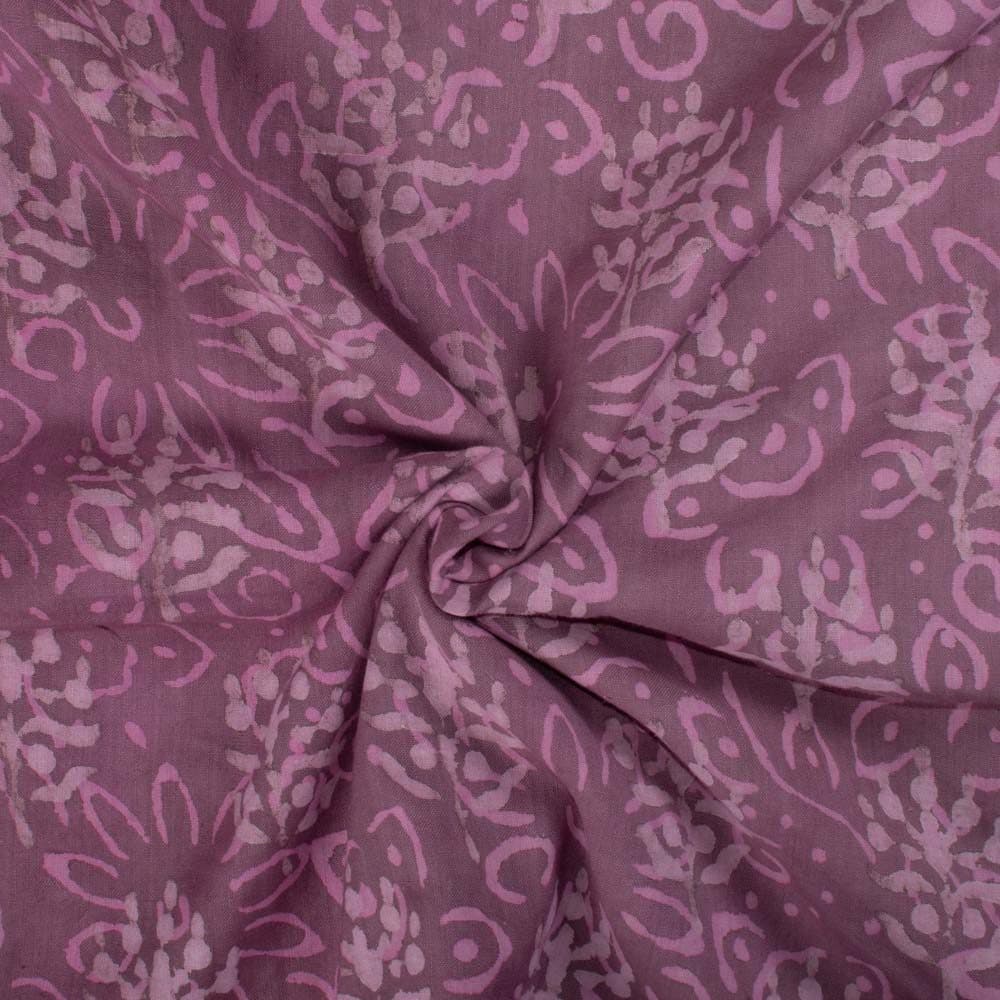 Natural Lac Dyed With Natural Pink White Block Print 103 GSM Pure Organic Khadi Handwoven fabric