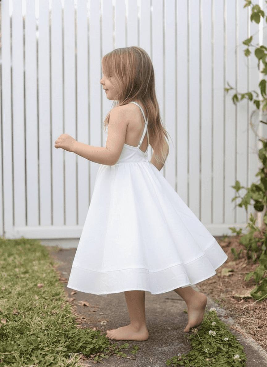 Halter Neck Criss Cross Back Ankle Length Kid's Dress