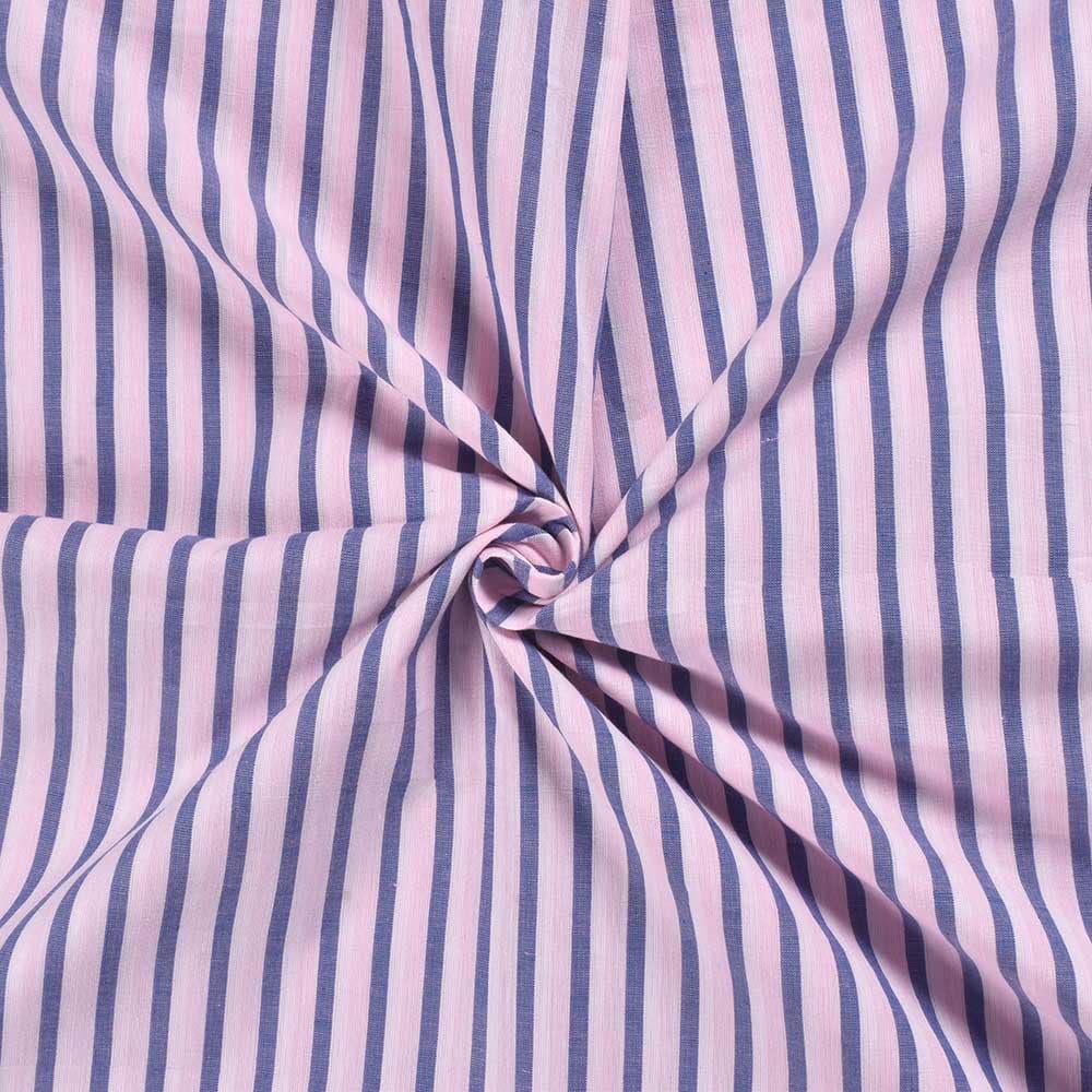 Stripe Blue Pure Cotton 90 GSM Handwoven Fabric