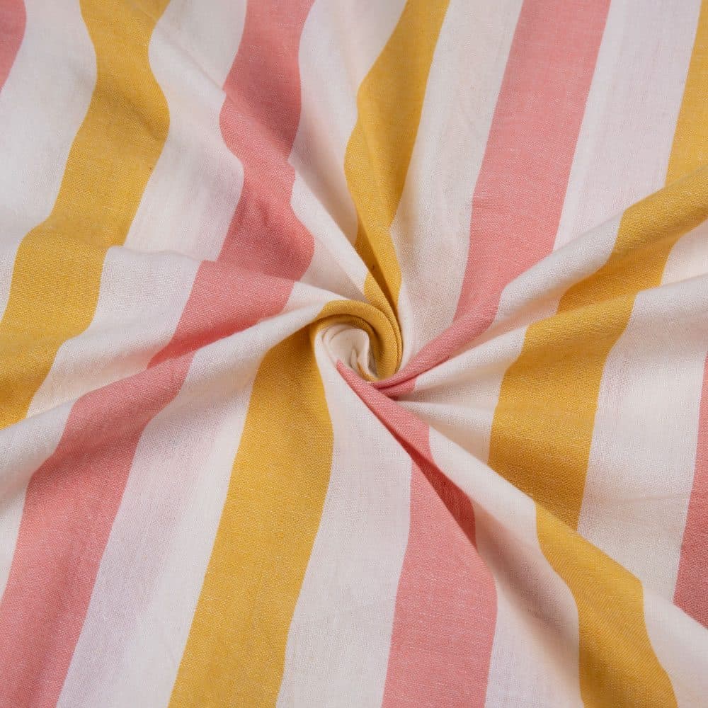 Stripe Orange & Pink Pure Cotton 92 GSM Handwoven Fabric