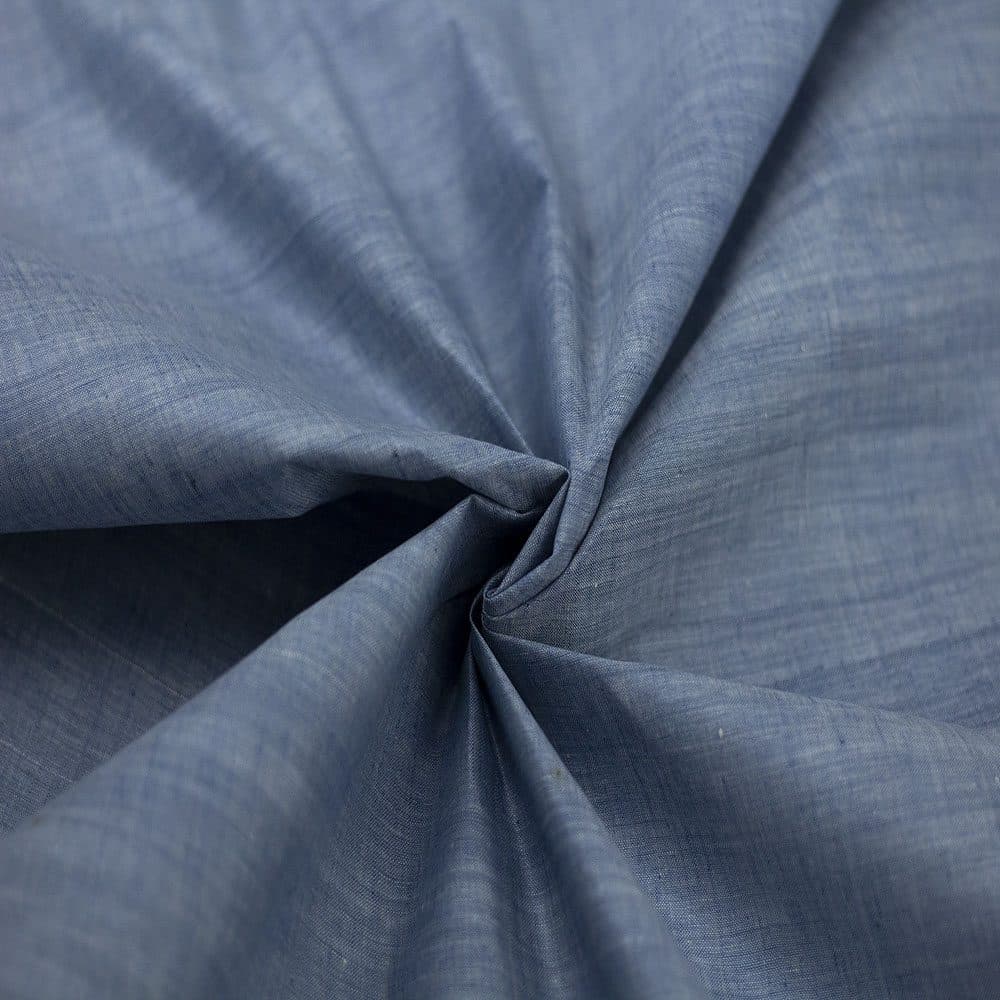 Chambray Blue Khadi Cotton 75 GSM Handwoven Fabric H53