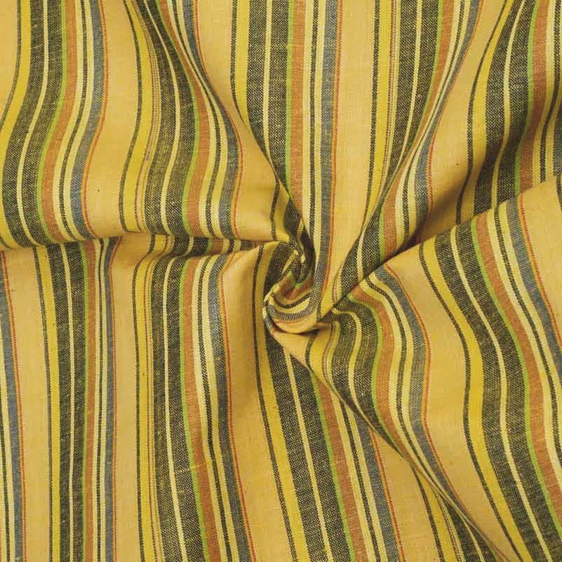 Stripe Yellow Multicolour Pure Cotton 97 GSM Handwoven Fabric