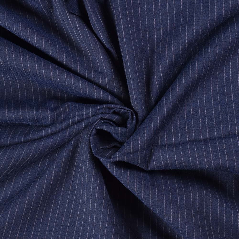 Stripe Navy Blue Pure Cotton 74 GSM Handwoven Fabric P16