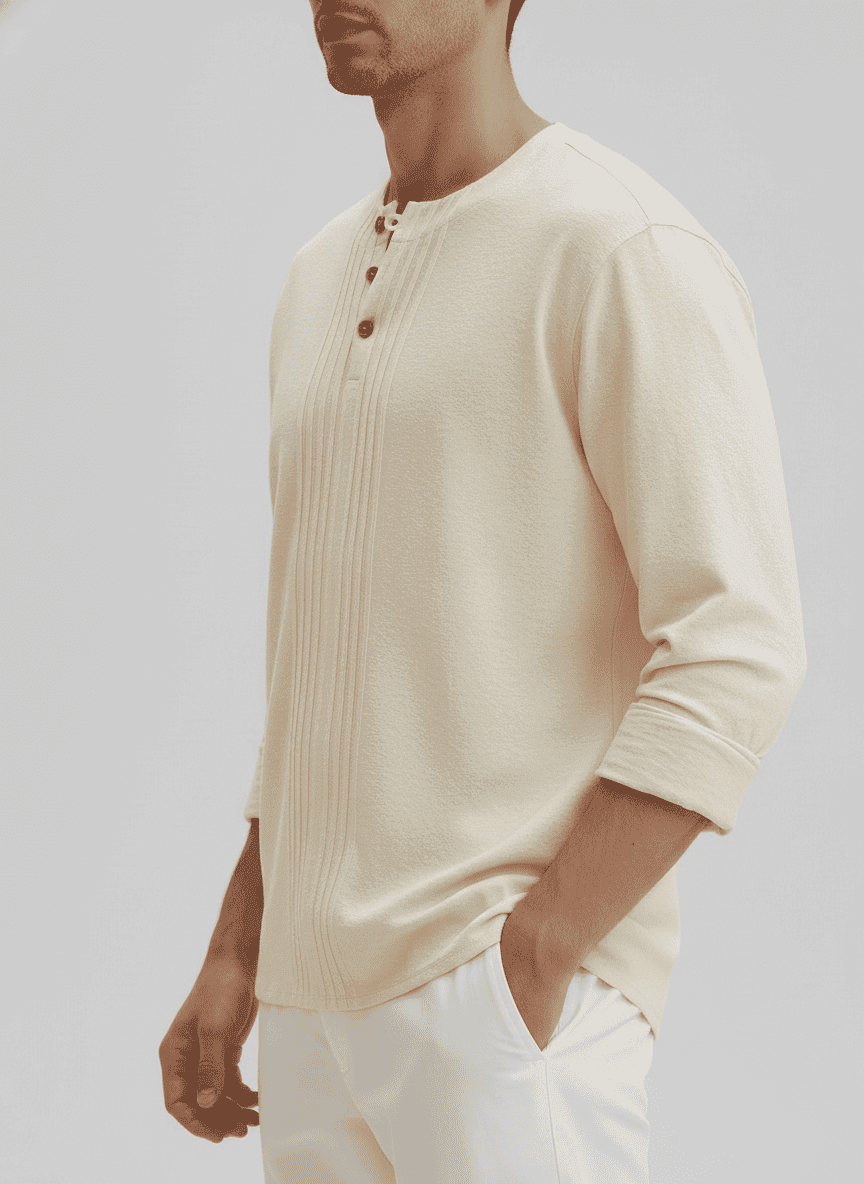 Straight Symmetric Tucks With One Loop Button Shirt