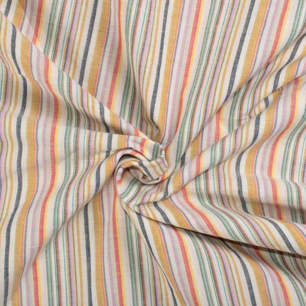 Stripe Multicolor Pure Cotton 95 GSM Handwoven Fabric