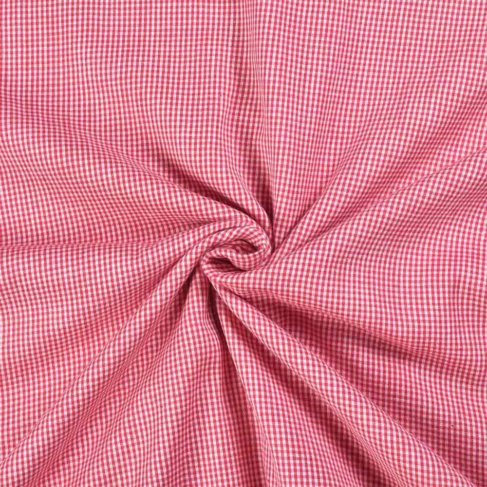 Check Red Pure Cotton 75 GSM Handwoven Fabric