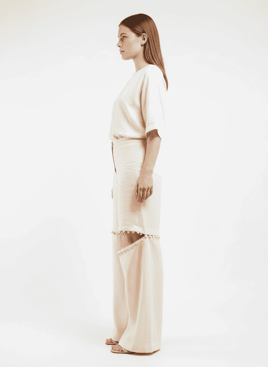 Loop Buttoned Knees Pants