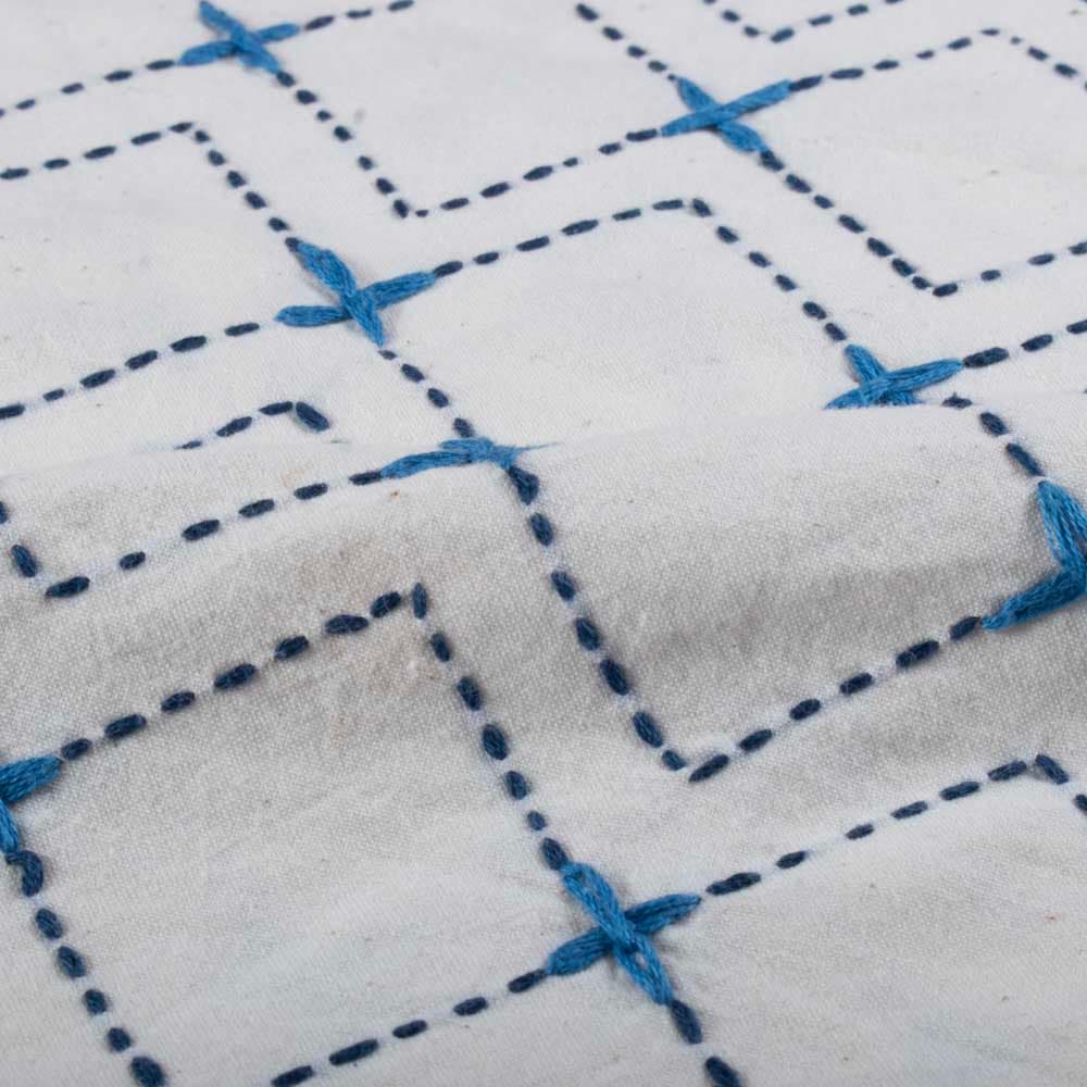 Blue Diamond Lattice Khadi Cotton 150 GSM Kantha Fabric