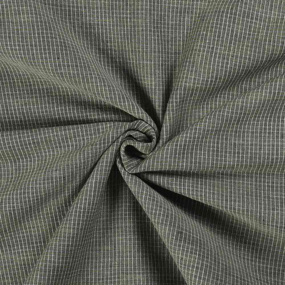 Check Olive Green & White Pure Cotton 98 GSM Handwoven Fabric