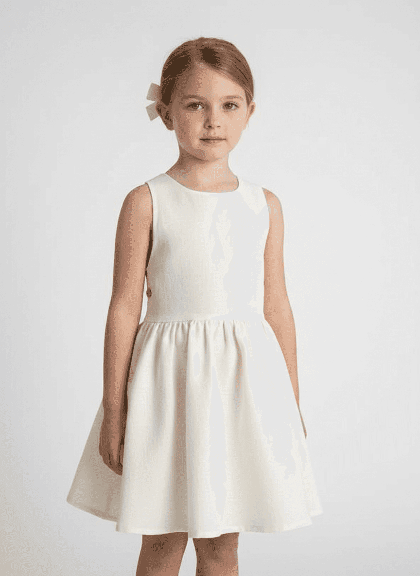 Criss Cross Back Knee Length Kid's Dress