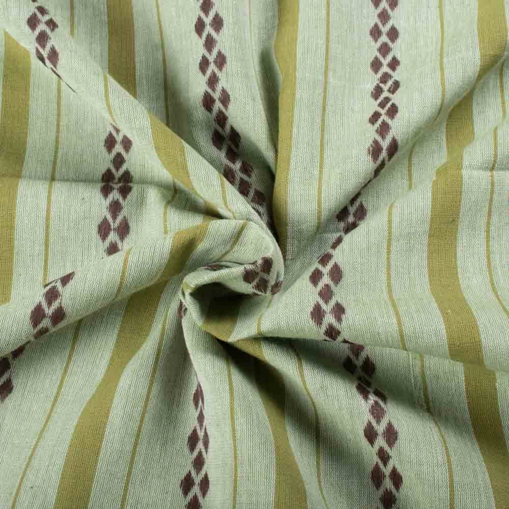 Stripe Green Rhombus Extra Warp 100 GSM Pure Cotton Jacquard Fabric