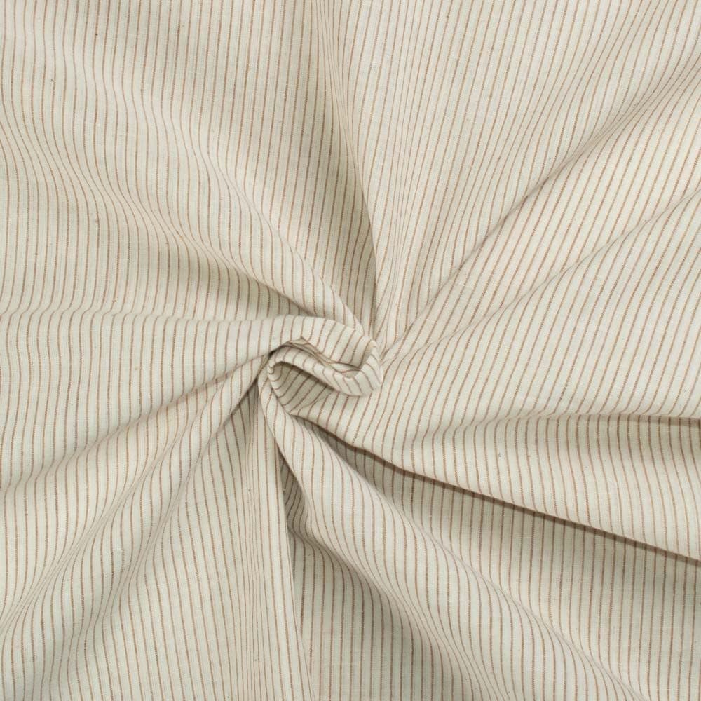 Stripe Cream Brown Pure Cotton 65 GSM Handwoven Fabric 03
