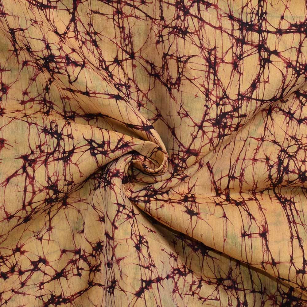 Abstract Yellow Batik Cotton Mulberry Silk Blend 40 GSM Fabric 06